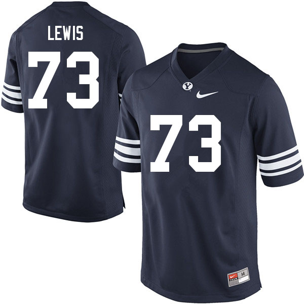 Men #73 Tysen Lewis BYU Cougars College Football Jerseys Sale-Navy